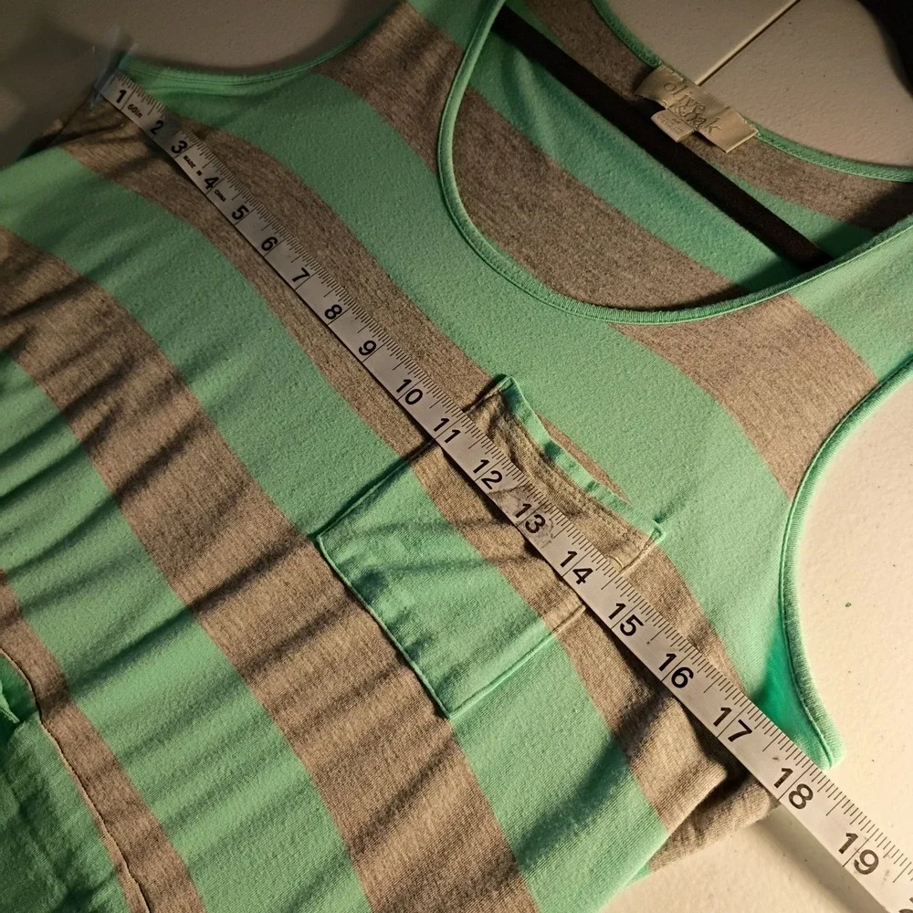 Olive & Oak Womens Mint Gray Striped Sleeveless Drawstring Waist Pocket Dress M - Picture 6 of 7